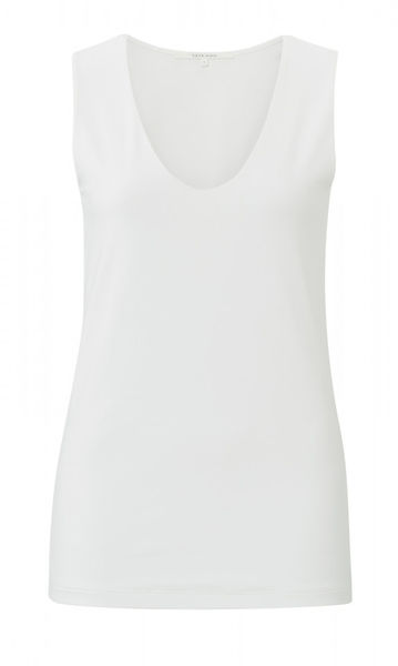 Yaya Round V-neck singlet - white (14201)