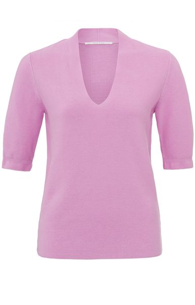 Yaya V-neck short sleeve sweater - pink (53216)