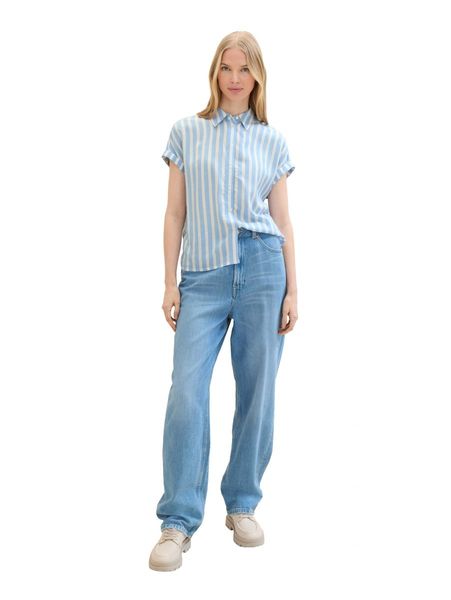 Tom Tailor Striped short-sleeved shirt - blue (35221)