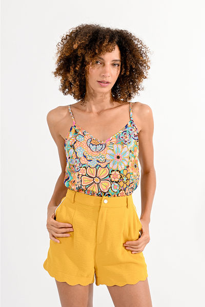 Molly Bracken Top with floral pattern - green/yellow/blue (MULTICO OLGA)