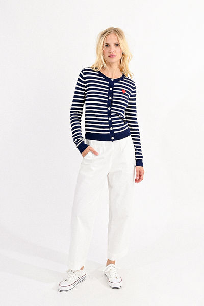 Molly Bracken Cardigan with striped pattern - white/blue (NAVY OFFWHITE)