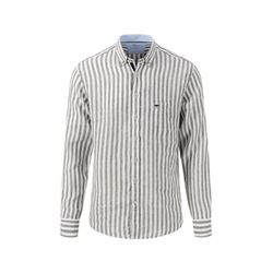 Fynch Hatton Linen shirt with striped pattern - white/green (802)