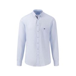 Fynch Hatton Leinenhemd mit Button-Down-Kragen - blau (607)