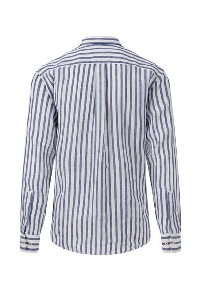 Fynch Hatton Linen shirt with striped pattern - blue (685)