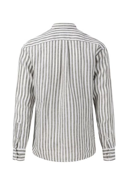 Fynch Hatton Linen shirt with striped pattern - white/green (802)
