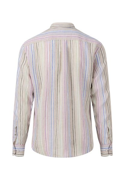 Fynch Hatton Linen shirt with striped pattern - pink/green/blue (715)