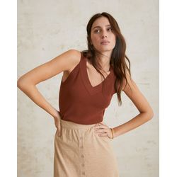 Yerse V-neck knit top - brown (13)