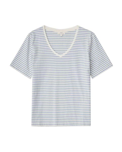 Yerse T-shirt with striped pattern - white/blue/beige (253)
