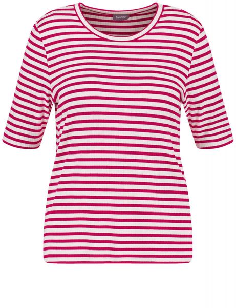 Samoon Striped top with a ribbed texture  - pink (03323)