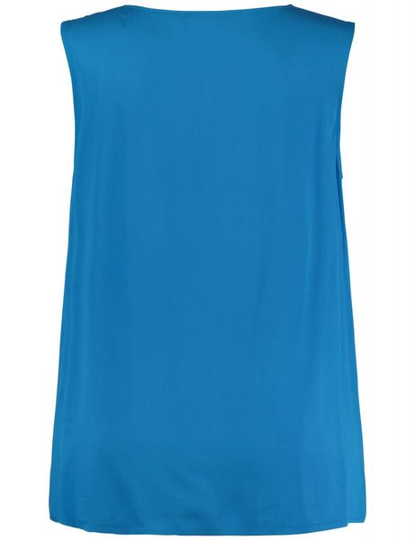 Samoon Blouse top with side slits  - blue (08840)
