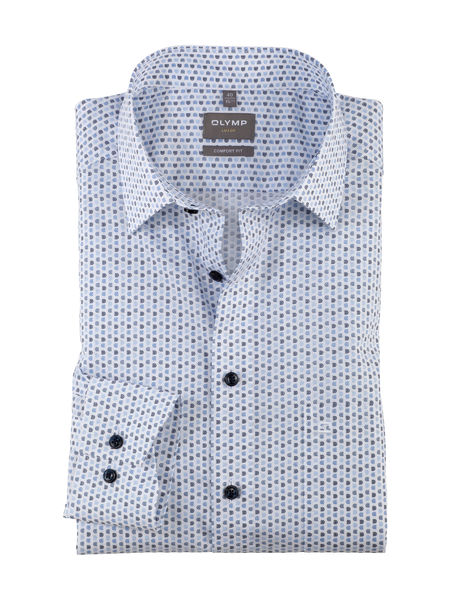 Olymp Comfort Fit : chemise business - blanc/bleu (11)