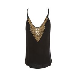 BSB V-neck blouse - gold/black (BLACK )