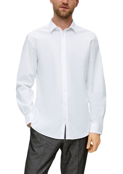 s.Oliver Black Label Slim fit: cotton blend dress shirt   - white (0100)