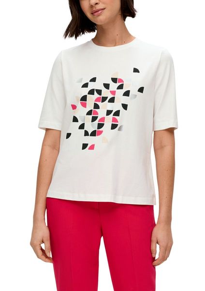 s.Oliver Black Label T-shirt avec impression sur le devant  - blanc (02D7)