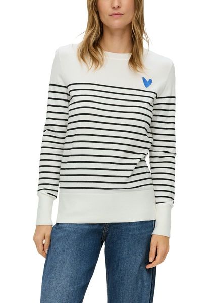 s.Oliver Red Label Striped jumper with subtle embroidery  - black/white (99G3)