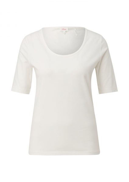 s.Oliver Red Label Jersey T-shirt with a scoop neckline  - white (0210)