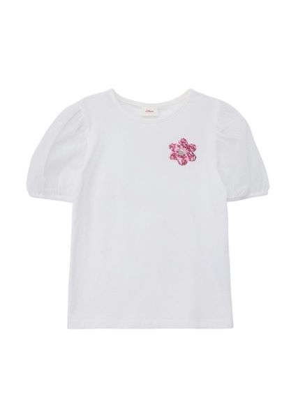 s.Oliver Red Label T-Shirt mit Pailletten-Detail - weiß (0100)