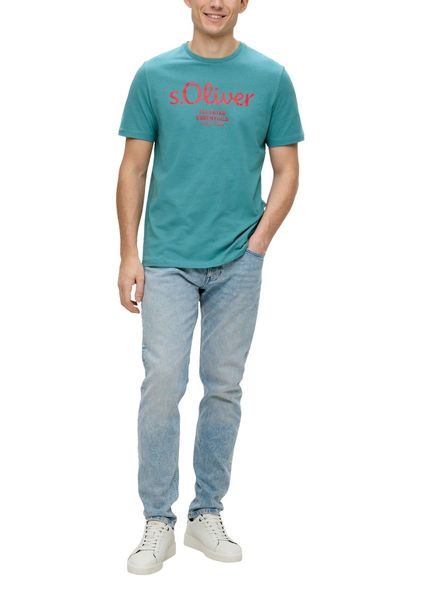 s.Oliver Red Label T-Shirt mit Label-Print - grün/blau (65D1)