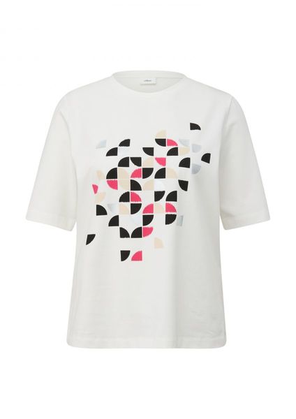s.Oliver Black Label T-Shirt mit Frontprint  - weiß (02D7)