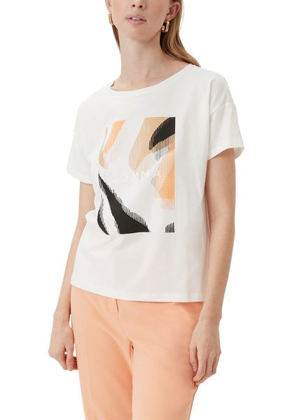 comma T-Shirt mit Front-Print - weiß (01D8)