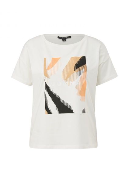 comma T-Shirt mit Front-Print - weiß (01D8)
