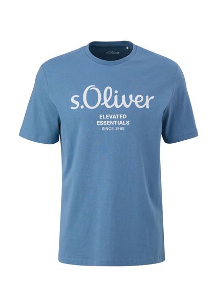s.Oliver Red Label T-shirt with label print - blue (54D1)