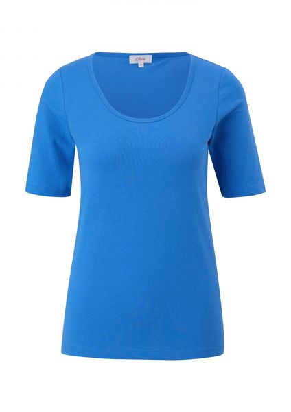 s.Oliver Red Label Jersey-Shirt mit U-Ausschnitt  - blau (5531)