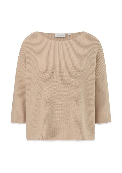 comma CI Knitted sweater with contrasting details - brown (8212)