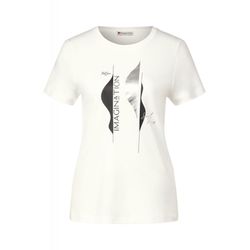 Street One T-shirt with partial print - white (30108)
