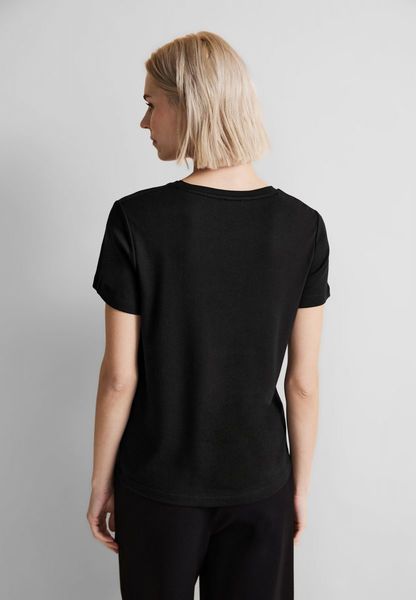Street One T-shirt with partial print - black (30001)