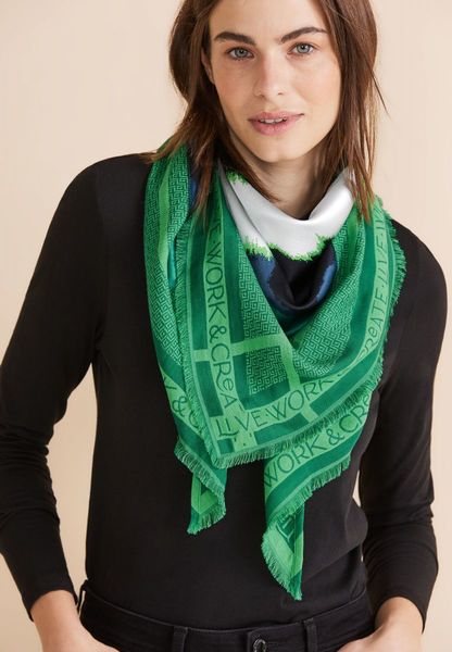Street One Printed scarf with bangs - green (35376)