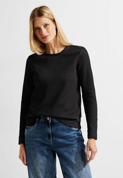 Cecil TOS Cropped structure Shirt - black (10001)
