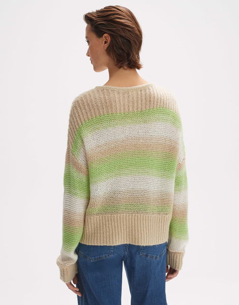 Opus Knitted jumper with mohair - Pradient - green/beige (30023)