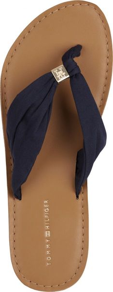 Tommy Hilfiger Elevated Ruched Strap Flat Beach Sandals - blue (DW6)
