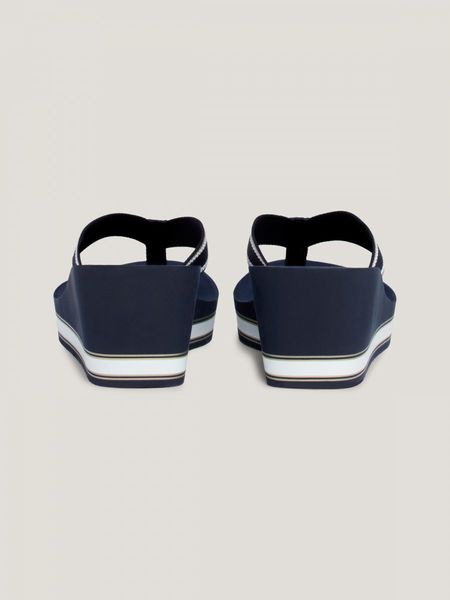 Tommy Hilfiger Logo Strap Wedge Heel Beach Sandals - blue (DW6)