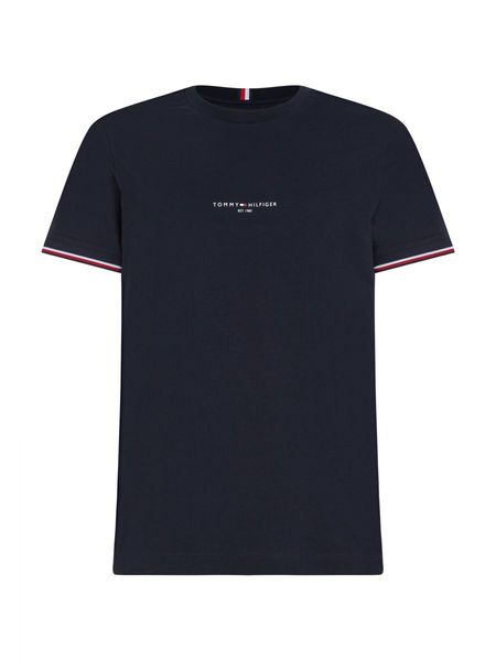 Tommy Hilfiger Slim Fit T-Shirt mit Kontrast-Bündchen - blau (DW5)