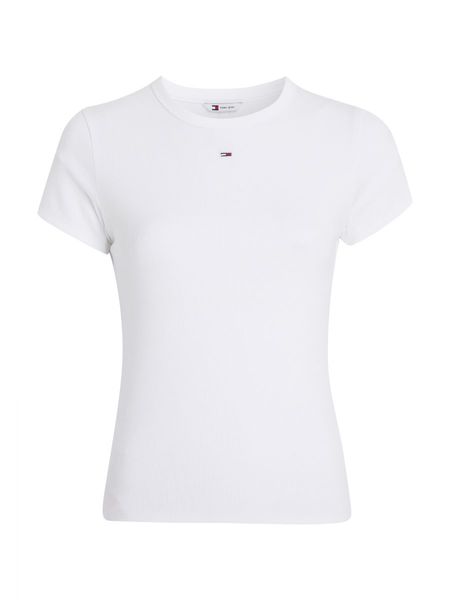 Tommy Hilfiger T-Shirt mit Rippstruktur - weiß (YBR) - L