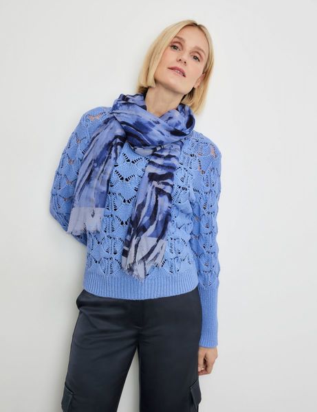 Gerry Weber Edition Flowing scarf with a fringed edge - blue (08089)