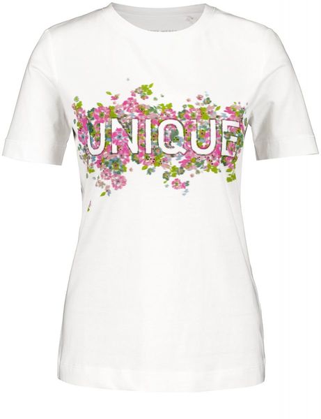 Gerry Weber Edition T-shirt with wording front print - white/pink/green (99600)