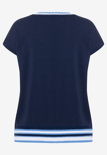More & More T-Shirt mit Strickbündchen - blau (0379)