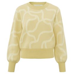 Yaya Jacquard knit sweater with crew neck - yellow (409251)