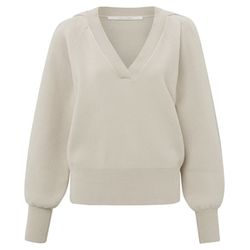Yaya Chenille sweater with V-neck - beige (44501)
