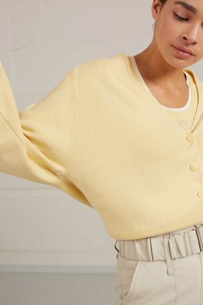 Yaya Taillierter Pullover mit halben Ärmeln - gelb (40925)