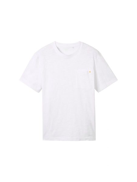 Tom Tailor Basic T-Shirt in Melange Optik - weiß (20000)