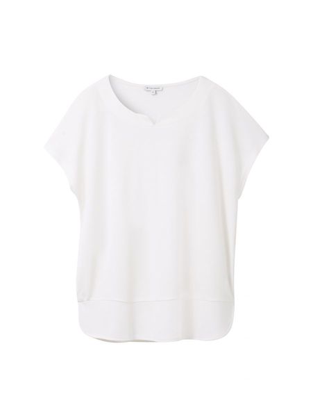 Tom Tailor T-Shirt aus Materialmix - weiß (10315)