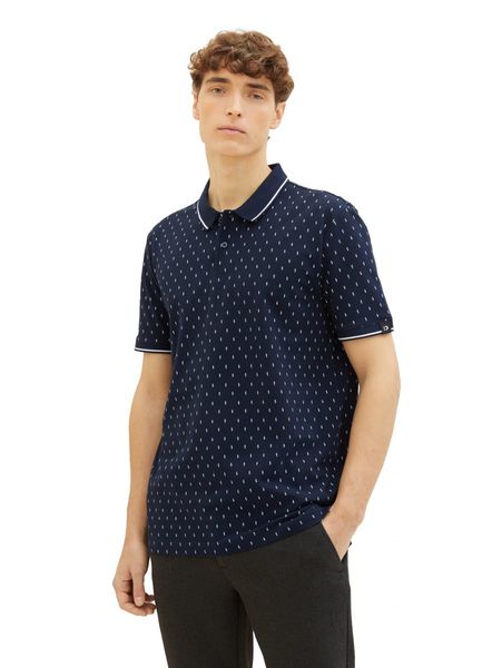 Tom Tailor Denim Polo shirt with all-over print - blue (34994)