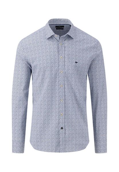 Fynch Hatton Cotton shirt with Kent collar - black/blue (680)