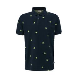 s.Oliver Red Label Polo shirt with all-over print and contrasting details - blue (59A3)