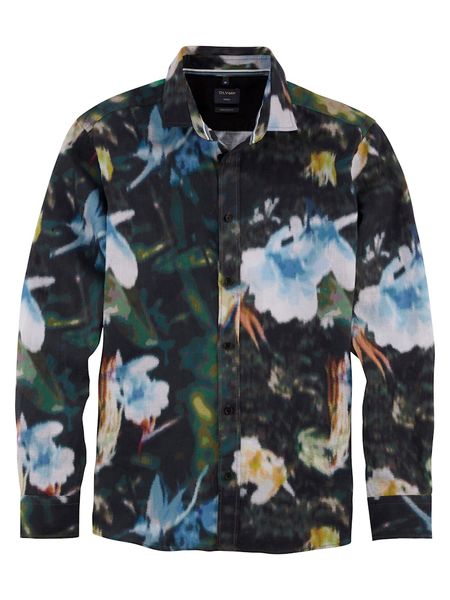 Olymp Shirt with all-over print - green (48)