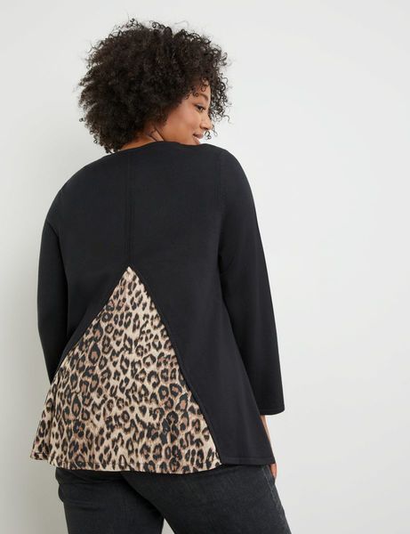 Samoon Jumper with leopard print on back - black (01100)